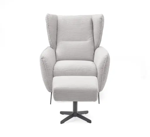 Hocker EILA - Stoff, Hellgrau