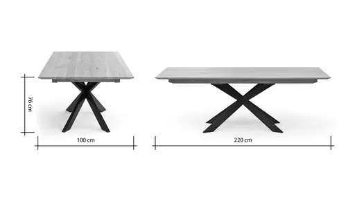 Esstische Talara Lola - LB ca. 220x100cm, Wildeiche Bianco