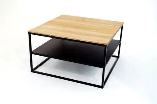 Couchtisch - LB ca. 70x70 cm, Wildeiche Massiv, Schwarz