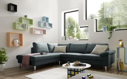 Ecksofa COOL - Ecke links mit 2,5-Sitzer, Querschläfer, Stoff, Anthrazit