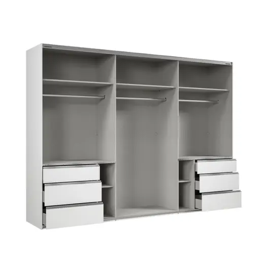 Schwebetürenschrank- B ca. 300 cm, Weiß, Spiegel