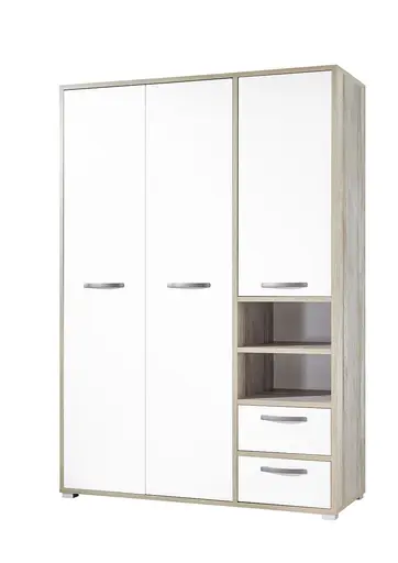 Drehtürenschrank- B ca. 138 cm, Holz Dekor, Weiß