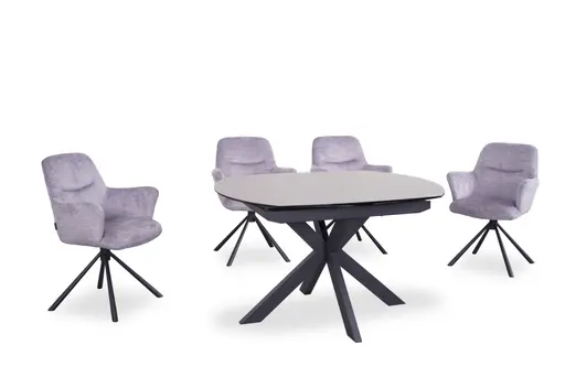 Esstisch MEGGIE - ausziehbar, LB ca. 130x100 cm, Glaskeramik, Grau