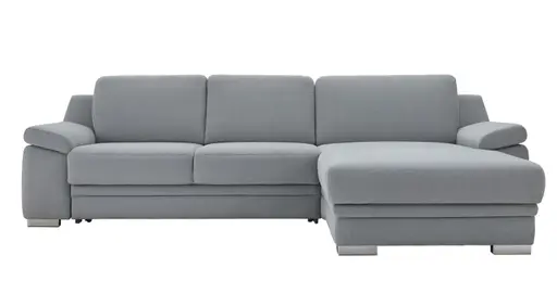 Ecksofa Tavira - 2,5-Sitzer mit Longchair groß rechts, Stoff, Hellblau