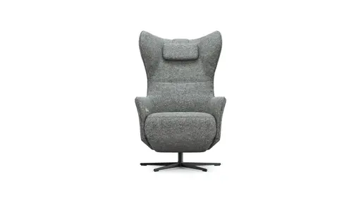 Relaxsessel Clemens - inkl. Relaxfunktion (motorisch), Kopfstütze/Akku, Stoff, Grau