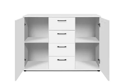 Sideboard- B ca. 120 cm, Weiß, Hochglanz