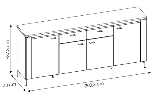 Sideboard - mit Beleuchtung, Alpinweiß, Goldfarben, Weiß Hochglanz
