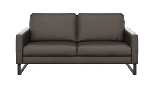 Sofa Enna - 3-Sitzer, Armlehne A, Leder, Schwarz, Kufe, Schwarz