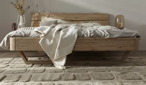 Bettgestell 1660 - Liegefläche ca. 180x200 cm, Wildeiche bianco, sandgestrahlt