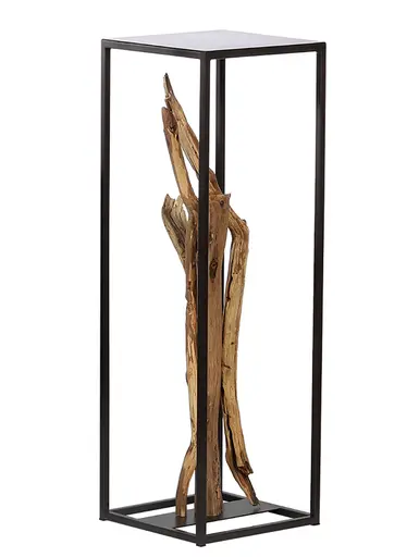 Deko-Säule, Eisen/Holz, HBT ca. 90x30x30 cm