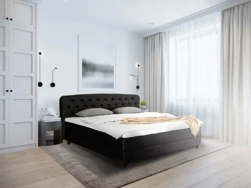 Boxspringbett - Liegefläche 180x200 cm, Stoff, Braun