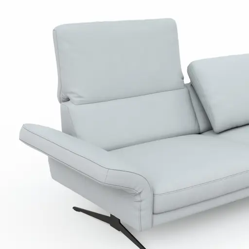Sofa Estrela - 2,5-Sitzer inkl. Rücken-/Armlehne verstellbar, Leder, Hellgrau