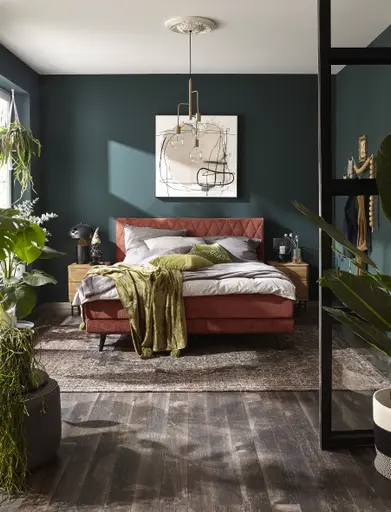 Boxspringbett Valencia - Liegefläche ca. 180x200 cm, Stoff, Kupfer