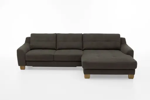 Ecksofa - 2,5-Sitzer mit Longchair rechts, Chenilleflachgewebe, Anthrazit