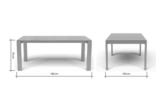 Esstisch 3400 - LB ca. 180x100 cm, ausziehbar, Asteiche massiv, 4-Fuss, Edelstahl