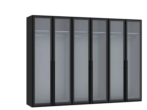Drehtürenschrank JOIN IT- B ca. 303 cm., Schwarz, Glas, Grau