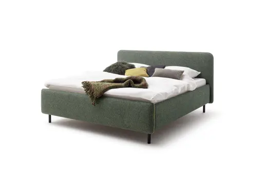Polsterbett - Liegefläche ca. 180x200 cm, Absetzung Mango, Stoff, Dunkelgrün