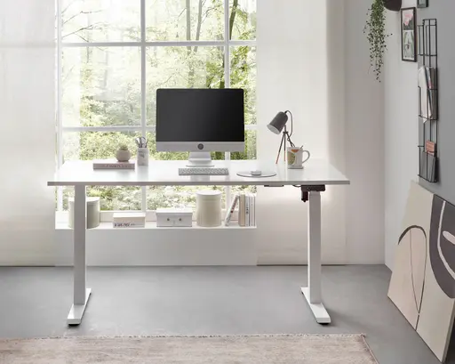 Schreibtisch - höhenverstellbar, LB ca. 137x68 cm, Weiß