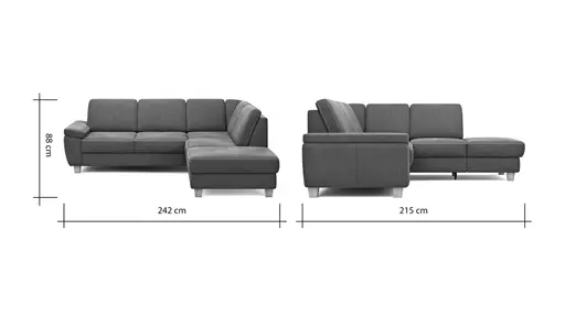 Ecksofa Sommerville - 2,5-Sitzer mit Ecke rechts, Stoff, Hellblau