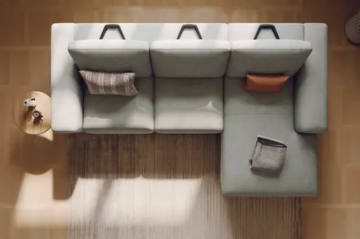 Ecksofa Benissa - 2,5-Sitzer mit Longchair rechts inkl. Sitztiefe und Rückenlehne verstellbar, Stoff, Mint