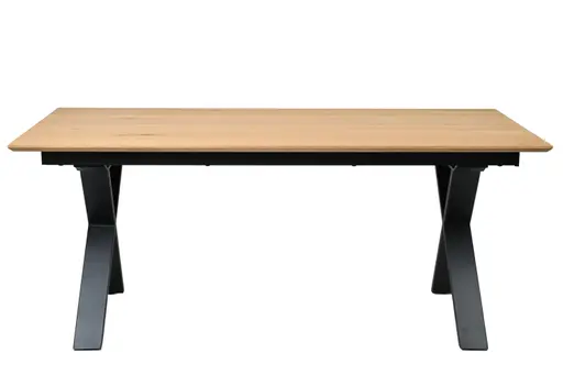 Esstisch MATTIES - ausziehbar, LB ca. 180x90 cm, Eiche Furnier, Schweizer Kante, Schwarz