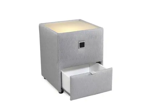 Nachtisch- inkl. LED-Beleuchtung, Stoff, Hellgrau