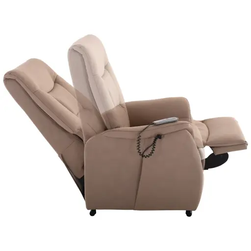 TV-Sessel MAILO - Aufstehhilfe, Relaxfunktion, Stoff, Grau-Beige