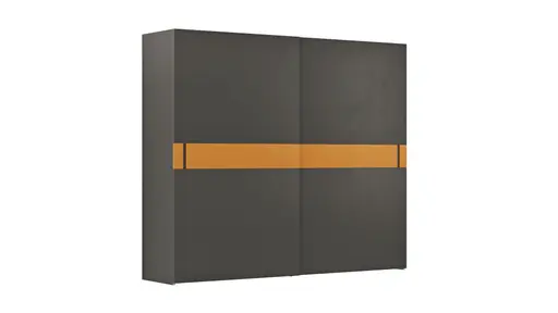 Schiebetürenschrank Loretto - B ca. 280 cm, Lack matt, Dunkelgrau