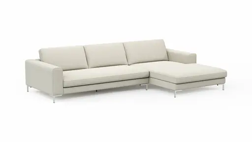 Ecksofa Solano - 2,5-Sitzer mit Longchair Rechts, Boucle, Natur