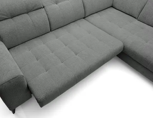 Ecksofa -2-Sitzer mit Ecke rechts, Kopfteil verstellbar, Sitztiefe verstellbar motorisch, Stoff, Anthrazit
