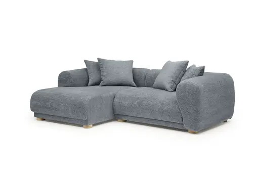Ecksofa - Longchair links mit 2-Sitzer, Stoff, Eisblau