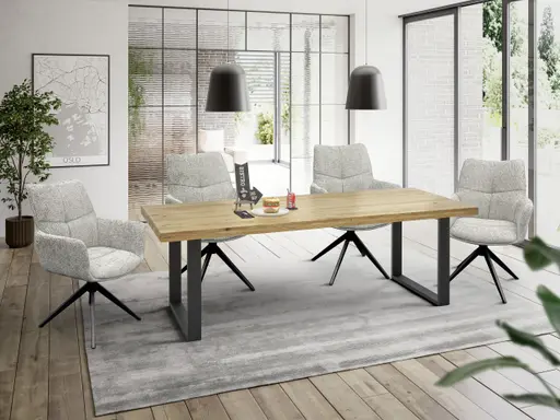 Armlehnstuhl MILENA - drehbar, Stoff, Silberfarben