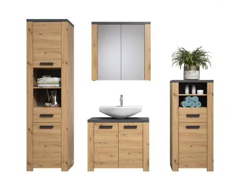 Waschbeckenunterschrank - B ca. 79 cm, Eiche Dekor