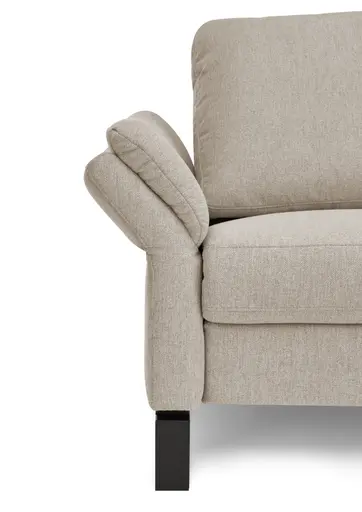 Ecksofa CALM PREMIUM 2.0 - Longchair links mit 3-Sitzer, Relaxfunktion motorisch, Armlehne verstellbar, Stoff, Sand