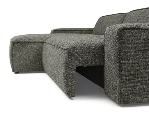 Ecksofa - Longchair links mit 2-Sitzer, Sitzvorzug motorisch, Stoff, Steingrau