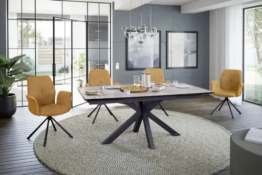 Esstisch MELANIA - ausziehbar, LB ca. 180x95, Keramik, Braun