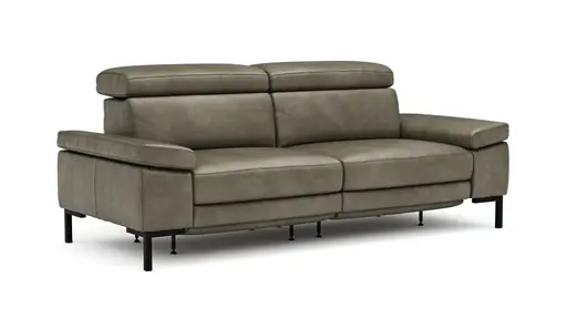 Sofa Hudson - 3-Sitzer, inkl. Relaxfunktion (motorisch) und Kopfteil/Armlehnen verstellbar, Leder, Braungrün