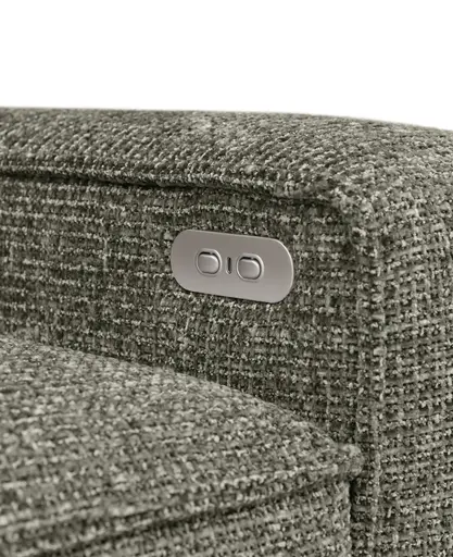 Ecksofa - Longchair links mit 2-Sitzer, Sitzvorzug motorisch, Stoff, Graubraun