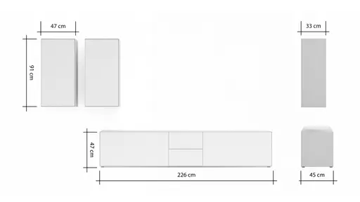 Wohnwand Edge -  Lack Matt, Weiß