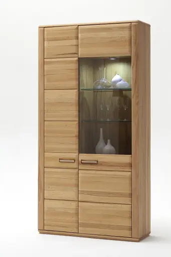 Vitrine - mit Beleuchtung, Kernbuche teilmassiv