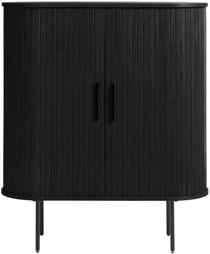 Highboard - B ca. 100 cm, Eiche Furnier, Schwarz