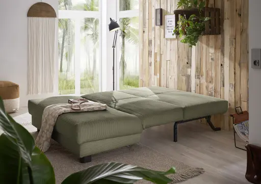 Schlafsofa EASY Optik A - 2-Sitzer ohne Armlehne, 140 cm inkl. Schlaffunktion, Cord, Dunkelgrün