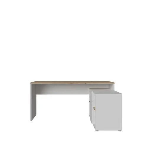 Schreibtisch- LB ca. 160x128 cm, Weiß, Eiche Dekor