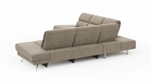 Ecksofa San Fernando - 2-Sitzer mit Ecke rechts, Armlehne verstellbar, Rückenlehne/Sitztiefe verstellbar, Relaxfunktion motorisch, Stoff, Latte