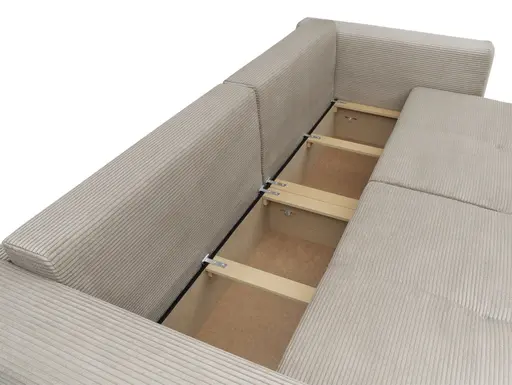 Megasofa Juless - Schlaffunktion mit Bettkasten, Cord, Taupe