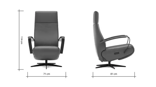 Relaxsessel Girona - Relaxfunktion (motorisch), Leder, Graphit