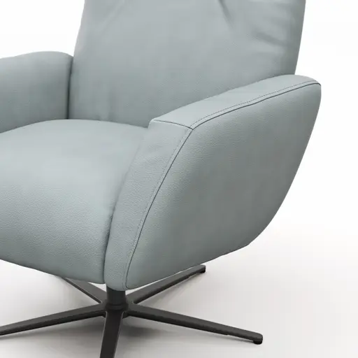 Einzelsessel Terni - Relaxfunktion, Sternfuss, Leder, Hellblau