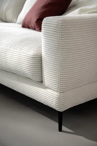 Ecksofa Janne - Longchair links, 1,5-Sitzer, Cord, Offwhite