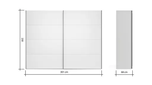 Schwebetürenschrank Viana - B ca. 301 cm, Lack, Steingrau
