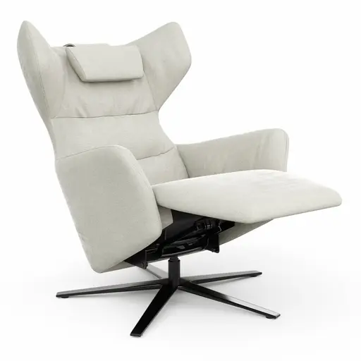 Drehsessel Houston Relax - Größe M, inkl. Relaxfunktion (motorisch), Aufstehhilfe und Kopfstütze, Stoff, Natur